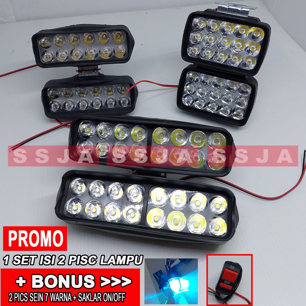 SUPER PROMO-SEPASANG LAMPU TEMBAK MOTOR/LAMPU SOROT MOTOR/LAMPU LED 16 15 12 9 MATA