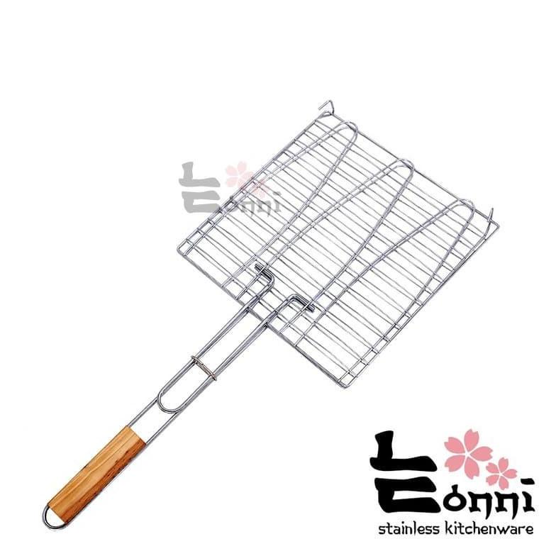 Panggangan Ikan Stainless Penjepit Panggang Daging Bbq Alat Bakar