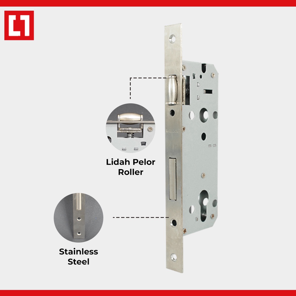 Mortise Body Lockcase Kunci Pintu 8540 Pelor Roller - Weldom