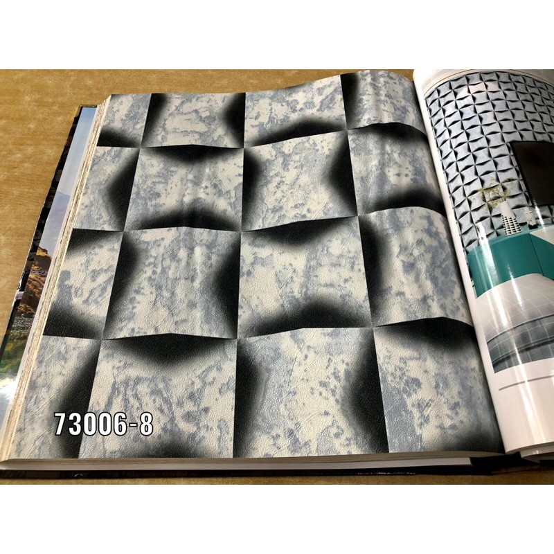 WALLPAPER DINDING MOTIF KOTAK ABSTRAK 3D NATURAL