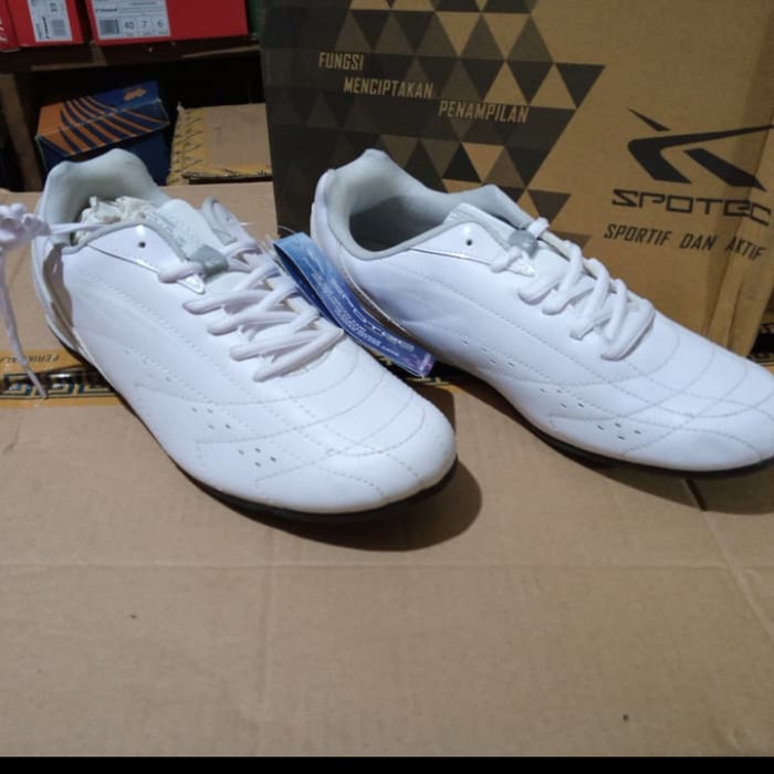 GwgWf Sepatu Olahraga Pria Spotec Original Putih Polos Size 38-43 6G45R