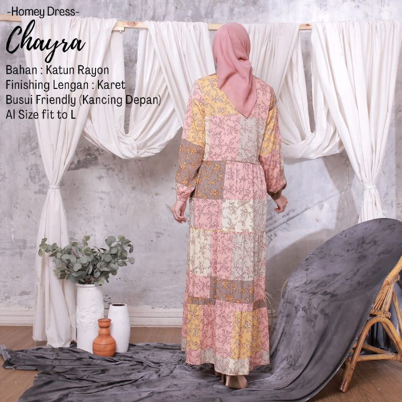 Homey Dress Motif Gamis Dewasa Chayra Terbaru Bahan Katun Rayon Premium Nyaman Dipakai | Bisa Cod