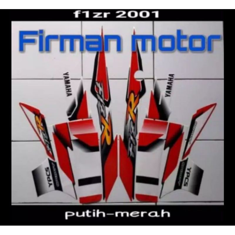 striping sticker list body fizr f1zr 2001 putih merah