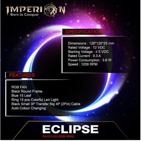 Fan Casing Imperion Eclipse 120 RGB RING Auto Colour Changing FA-G12-03 120mm