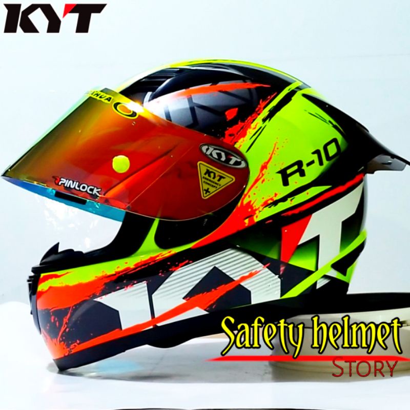 Helm Full face KYT R-10 solid white Leopard Modif Paket ganteng (Original)-P.g black red #2