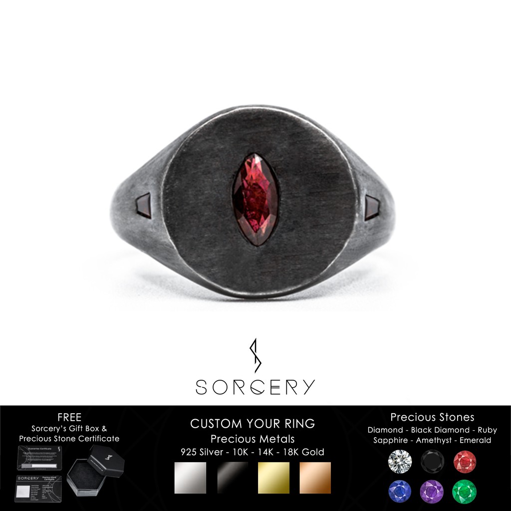 SORCERY Ring OBV Cincin Emas Putih Hitam Permata Premium 18K Real Gold Unisex Pria Wanita