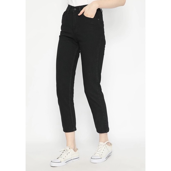 Sevins-highwaist jeans BOYFRIEND JEANS BLACK / HITAM