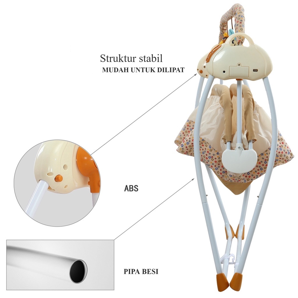 Ayunan Bayi Elektrik Baby Swing Bed Ranjang Bayi Otomatis