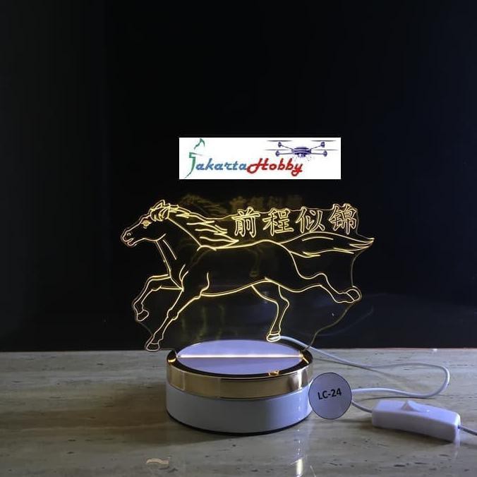 Led Crystal Akrilik Acrilic Lampu Tidur Pajangan Horse Kuda Lc-24 - Tiga Warna
