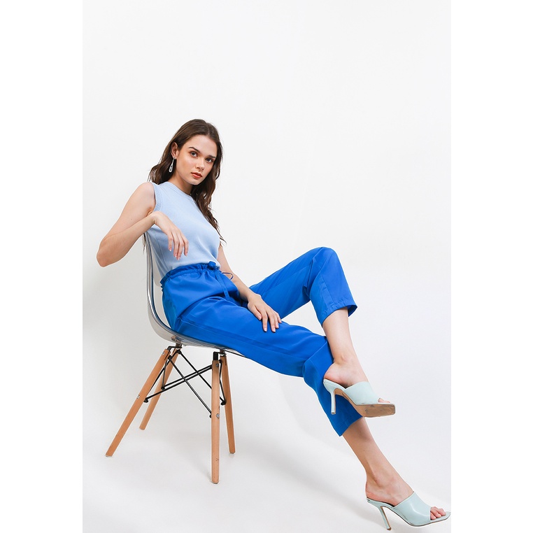 LLACES Clothing - Celana Panjang Wanita - Basic Oversized Crepe Pants - Blue