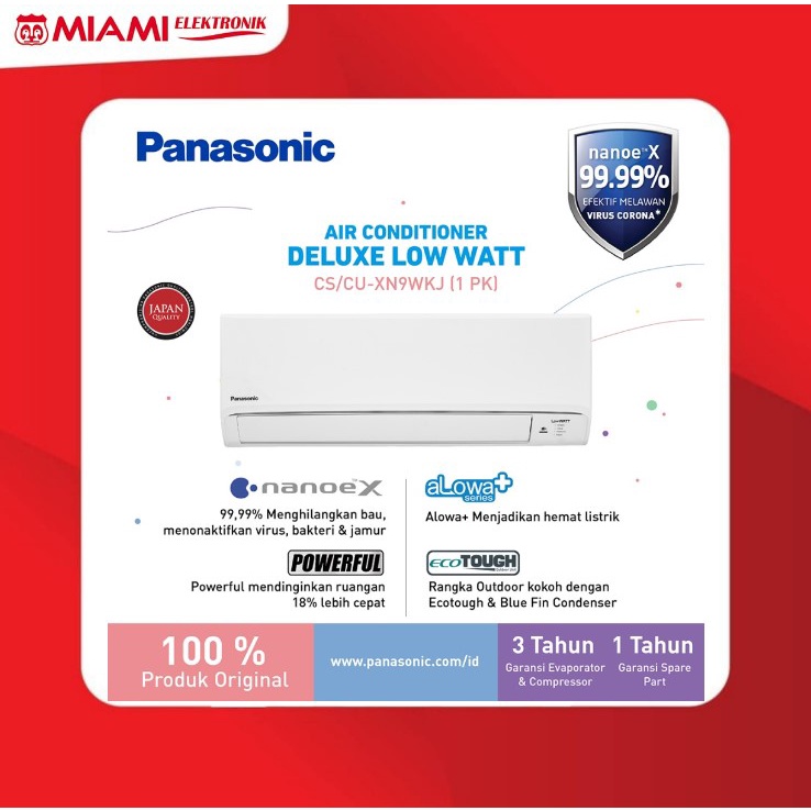 Panasonic CS-XN9WKJ AC Split 1 PK Deluxe Low Watt