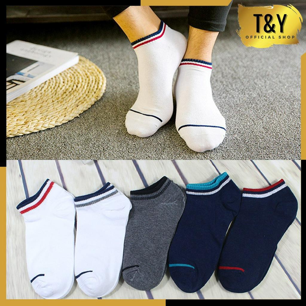 T&amp;Y Kaos kaki semata kaki pria 6723 kaos kaki motif stripe kaos kaki pria one line kaos kaki fashion unisex kaos kaki list