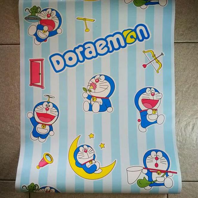 Stok Baru Walpaper Stiker  Dinding Doraemon Line 45cm X 10m