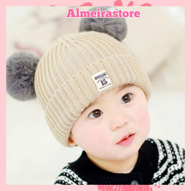 Topi Import Bayi Dan Anak /Topi Rajut Kupluk Pompom Bayi Dan Anak