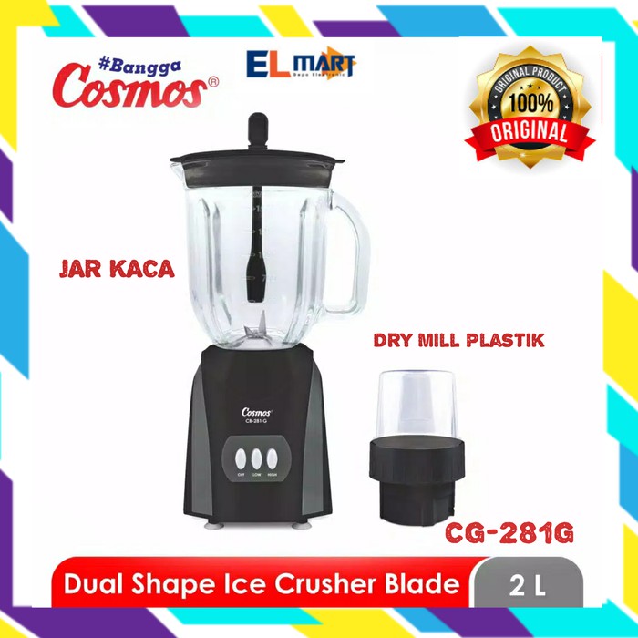 Cosmos Blender Gelas Kaca 2 Liter CB 281G - CB281 G - CB281G Penggiling Bumbu kering ice Crusher