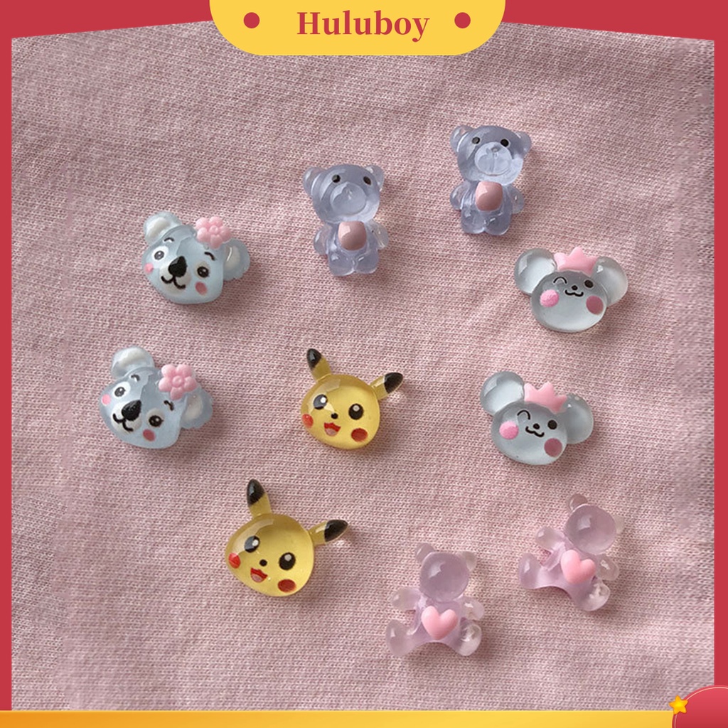 Huluboy Huluboy♡ 1pc Stiker Kuku 3D Motif Kartun Bahan Resin Untuk Dekorasi Nail Art