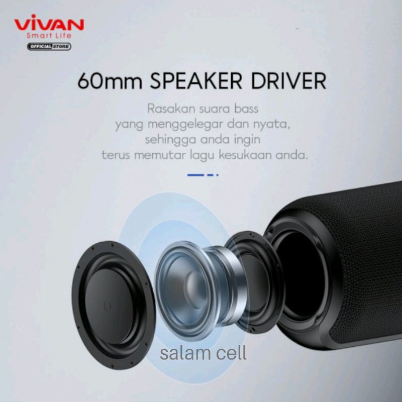 Speaker Bluetooth VIVAN VS12 Music Box Portable Anti Air Original Garansi Resmi