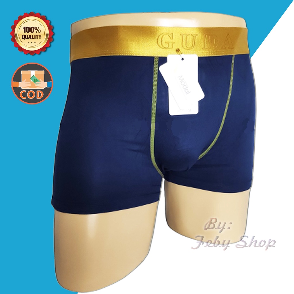 Celana Dalam Pria GUDA 9104 Boxer Model List Gold Premium Super Soft Original Branded Merk Asli