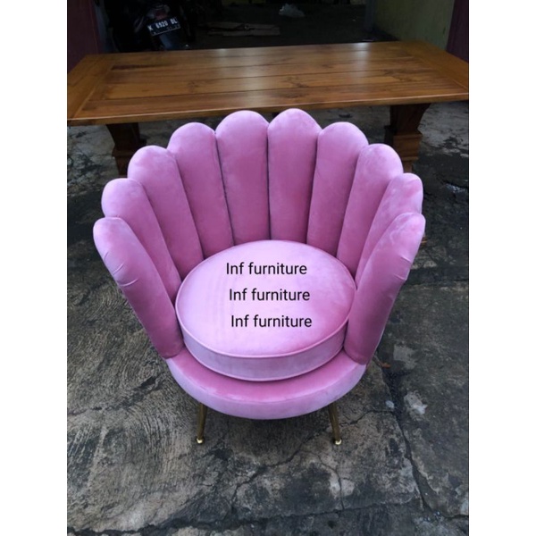 sofa kerang kaki stainles mewah bludru