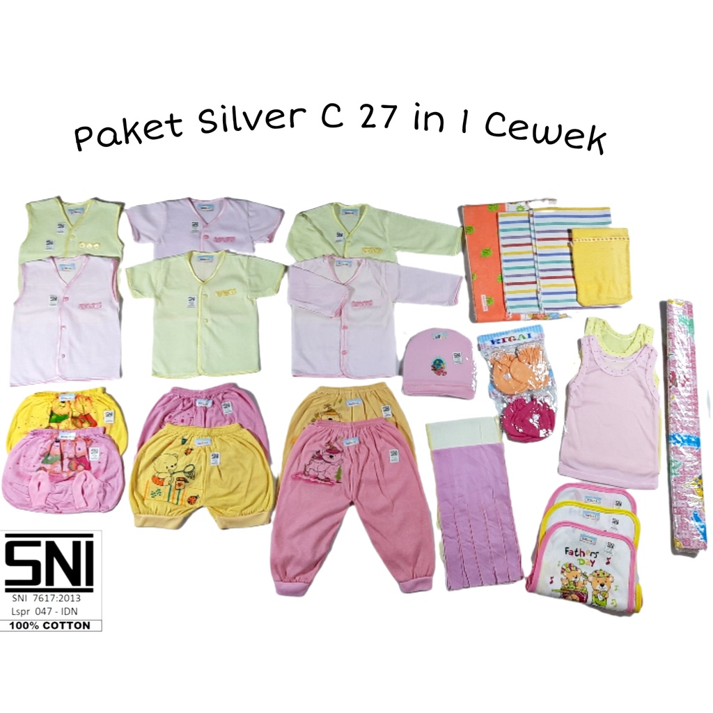 PAKET BAJU BAYI BARU LAHIR / HAMPERS FOR NEWBORN SILVER C 27 IN 1