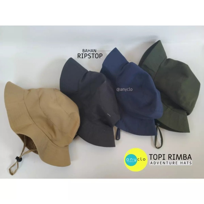 topi bucket hat/topi rimba Adventure Hats Import Varian tali bahan Ripstop Original