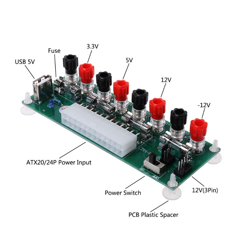 Bt Sirkuit Listrik 24Pins atx Benchtop Komputer Power Supply 24pin atx Breakout Board Module Dengan USB 5V