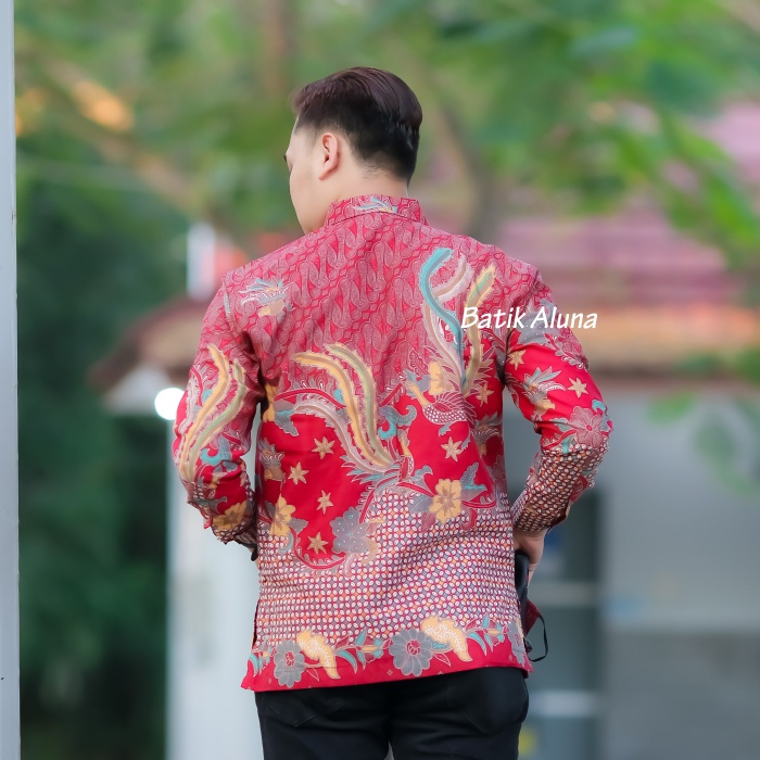 Baju Pria Lengan Panjang Motif Batik Lengan Panjang Premium Batik Aluna PCW 115