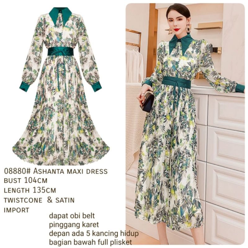 MDLV ~ 08880# Ashanta Maxi Dress Long Dress Premium Dress Flower Import Fashion Import