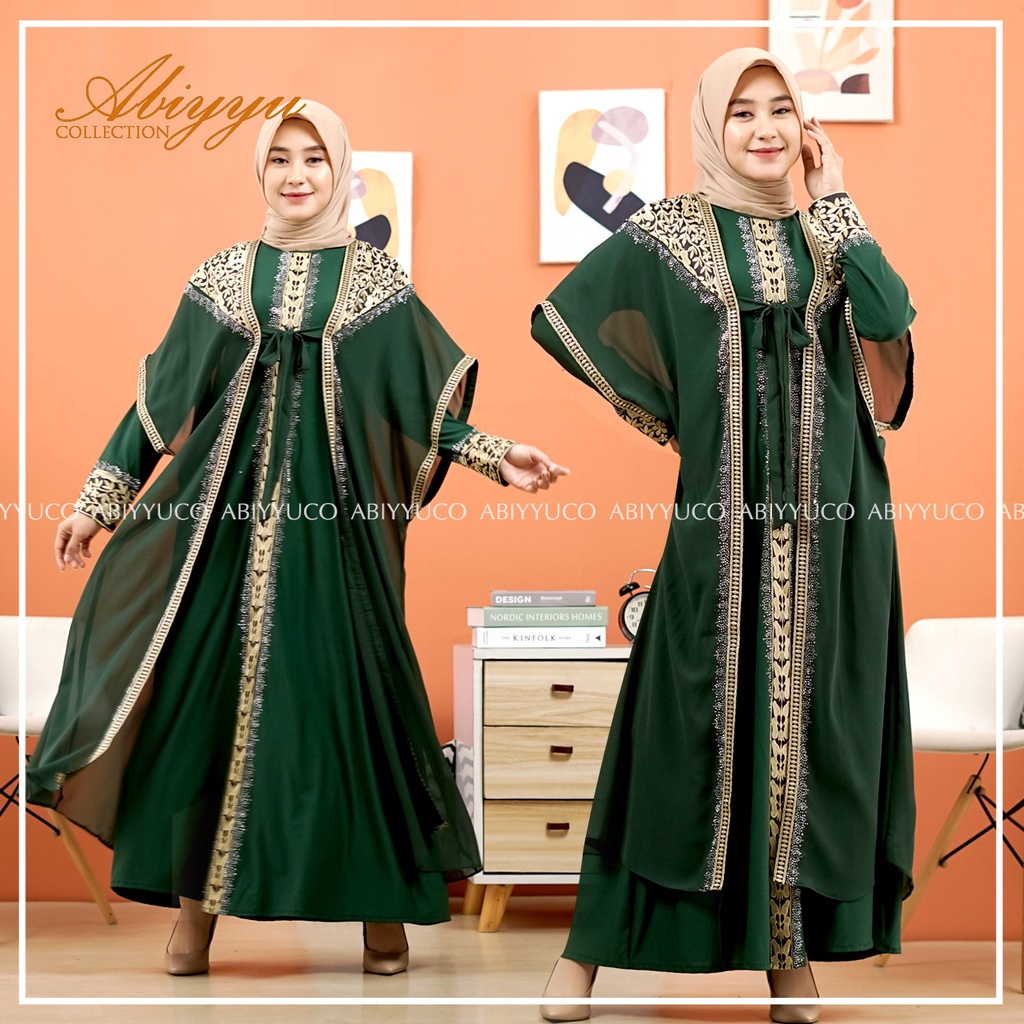 Abiyyuco TA8016|Abaya Turkey Hitam dan Warna /Abaya Jumbo / Ready size S (LD88 cm), M, L, XL, XXL, XXXL, XXXXL (LD 130) . Bahan Jersey mix Ceruty dengan Bordir Renda dan Mote Swarovski. Ready warna hitam, maroon, hijau botol, navy, coklat, dan biru toska