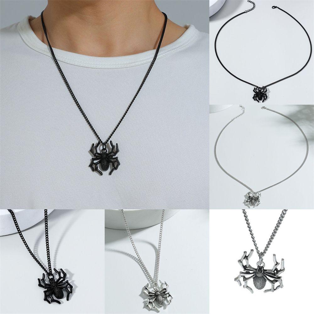 Chookyy Spider Pendant Necklace Fashion Warna Perak Choker Tidak Luntur Punk Rock