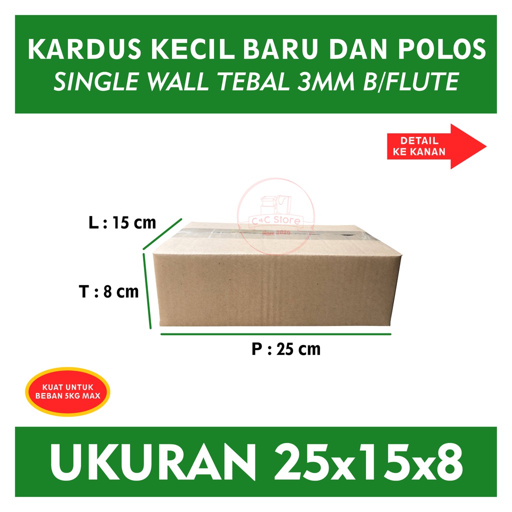 

Kardus Karton Box Polos Corrugated 25x15x8