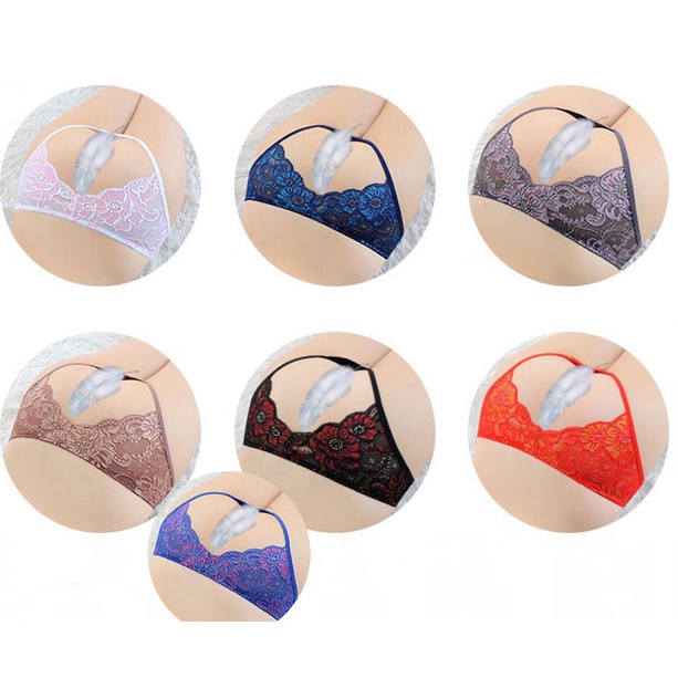 Celana Dalam Brief Wanita Thongs Sexy Low Waist berongga Cd Bunga Lace Lingerie Modis G Sting 3C219
