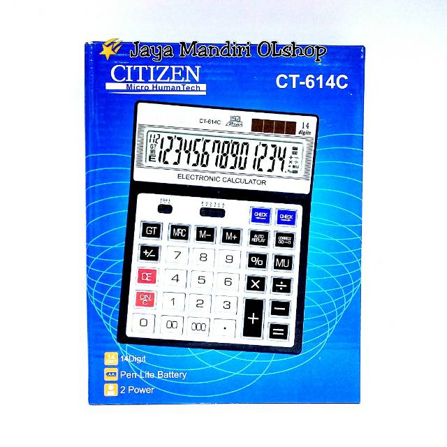 Kalkulator Citizen CT- 614C / Kalkulator Citizen CT-614-C Tombol Besar Mika 14 Digit 2 Power