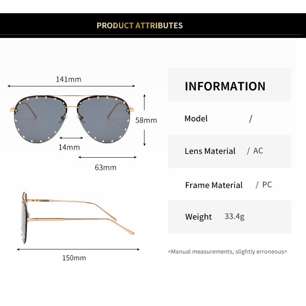 Kacamata Hitam Pelindung UV Aksen Rivet Warna Permen Untuk Wanita