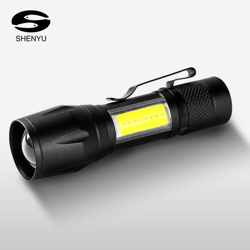 TaffLED Senter LED Mini Q5 + COB 300 Lumens with Battery - 7098-Hitam