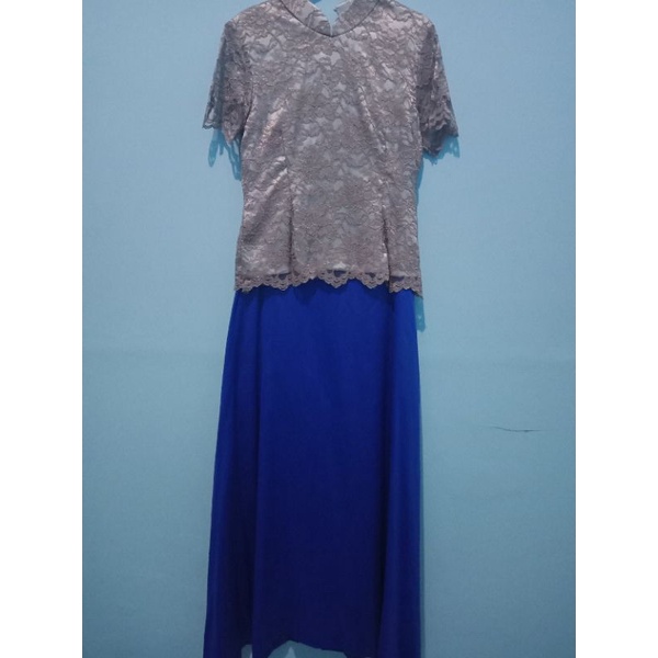 (PL) BRUKAT DRESS ABU BIRU BCA
