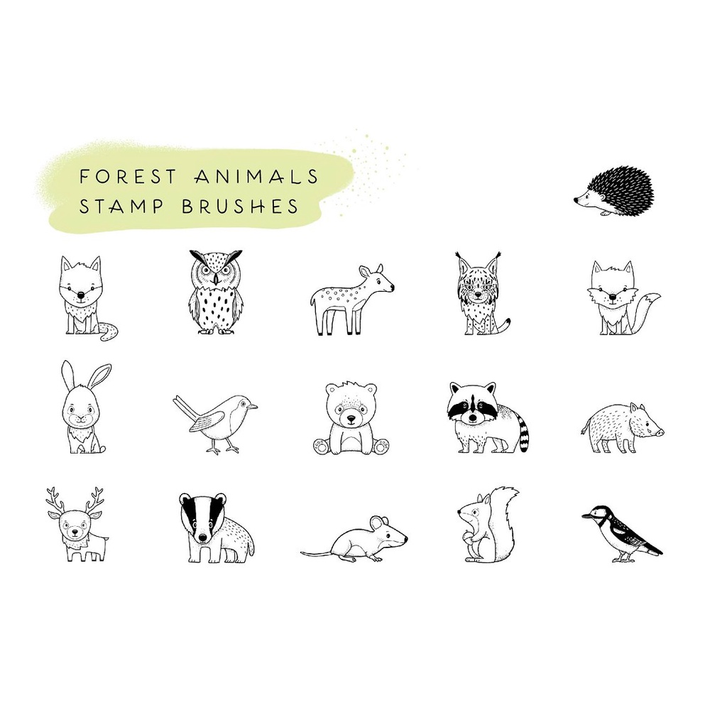 Procreate Brush - Forest Animals, Plants &amp; Wreath for Procreate +Color Palette