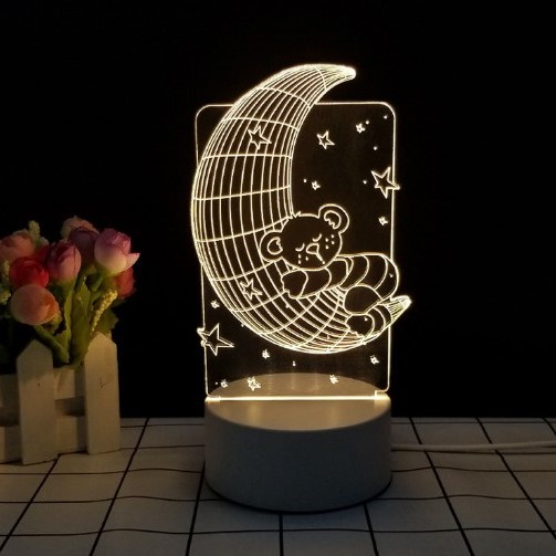 Grosir - L966 Lampu Hias 3D / Lampu Hias Akrilik Transparan / Lampu LED 3D Dekorasi Rumah / Lampu Tidur