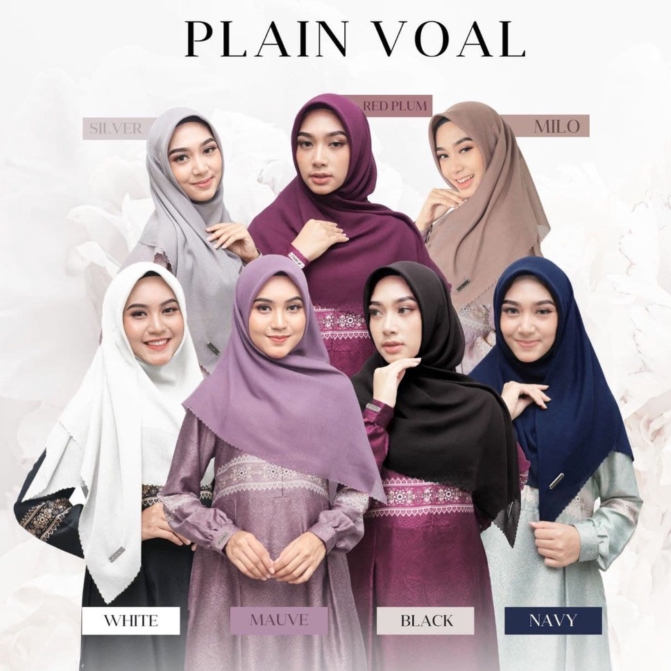 Voal Hijab Segiempat Polos Premium Metal Label by WNJ Wanoja