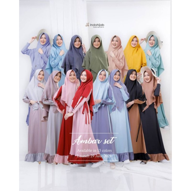 IDB GAMIS AMBAR [GRATIS MASKER] GAMIS SET KHIMAR SIMPLE LEBARAN