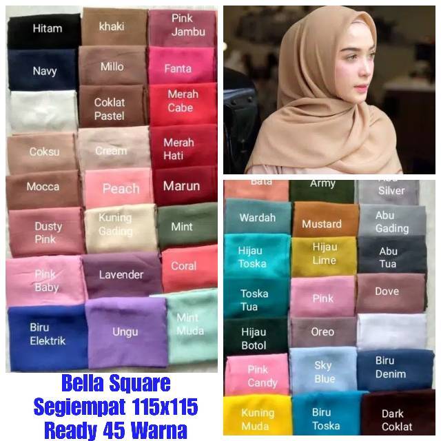 Bella Square Hijab kerudung segi empat segiempat