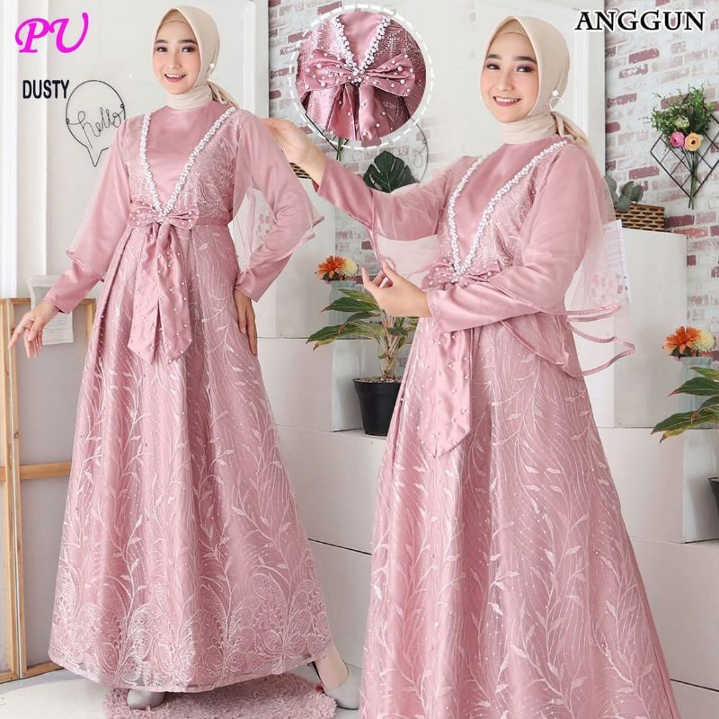 Anggun Gamis Pesta Brukat Maxi Dress Pesta Brukat Gamis Lebaran Gamis Kondangan Gamis Terbaru