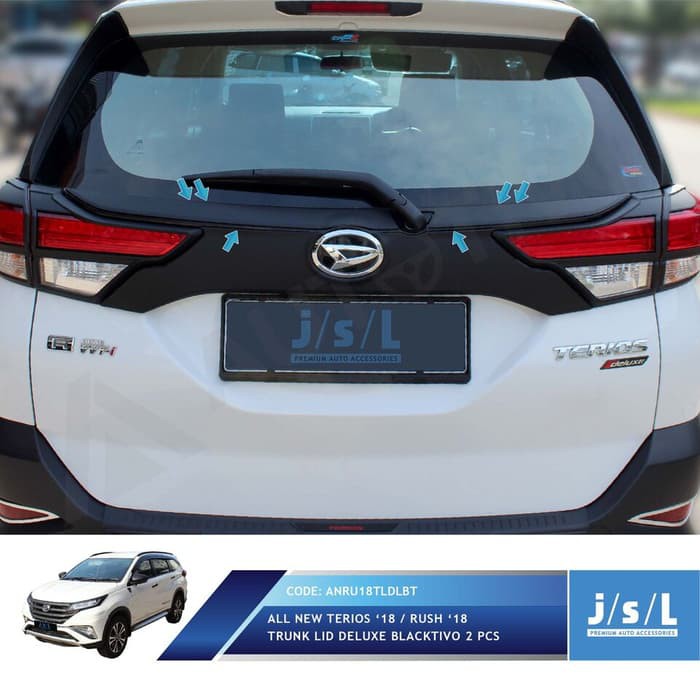 Aksesoris Fariasi Tambahan JSL List Bagasi Hitam All New Terios 2018 Trunk Lid Deluxe Blacktivo