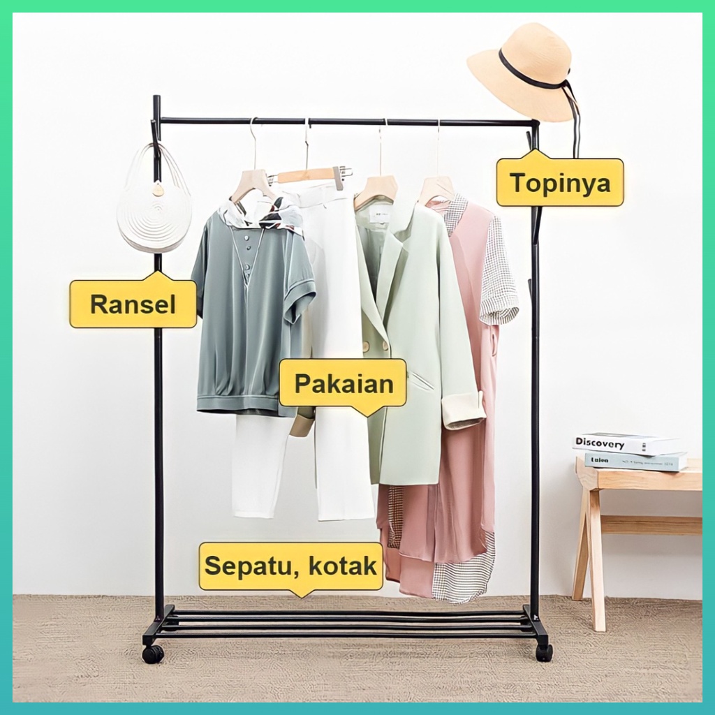 Stand Hanger Model Terbaru Rak Gantungan Baju Besi Stand Hanger Display Butik Bazar Jemuran Pakaian