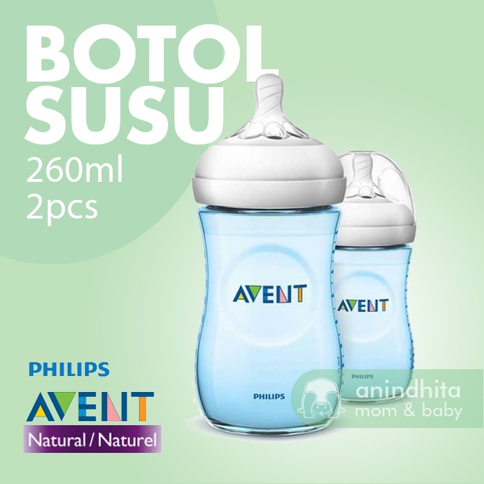 Philips AVENT Natural Feeding Bottle 260ml Twin Pack (2pcs) Botol Susu Avent