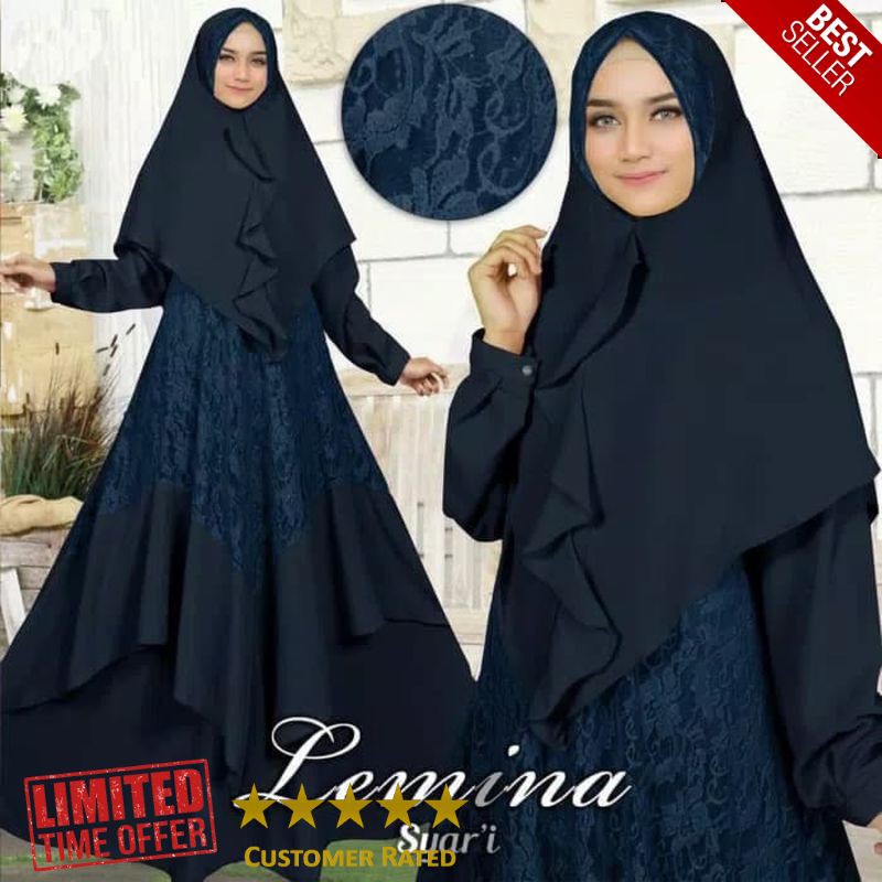 BEST gamis pesta mewah lemina syari baju muslim umroh lebaran bagus murah