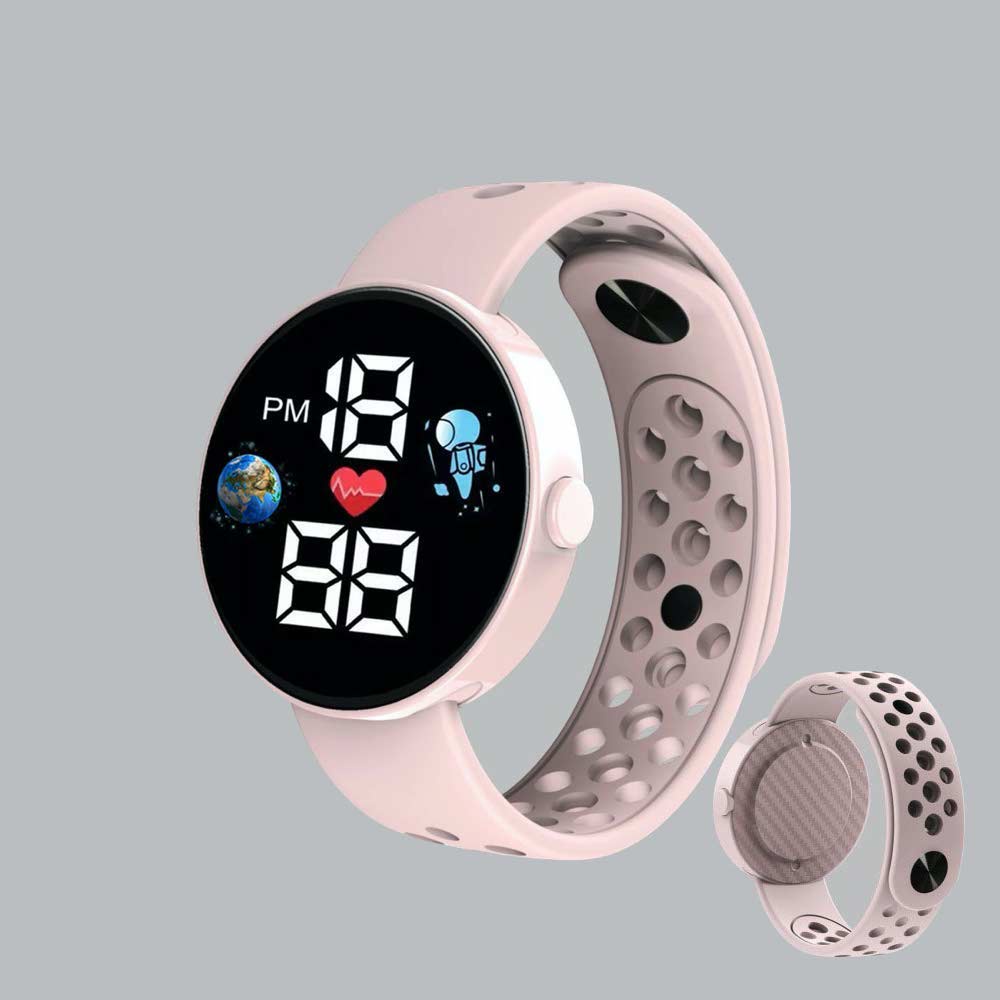 LED Watch [ Pink ] Water Resistant - Jam Tangan Digital Pria &amp; Wanita Strap Rubber LED_8061