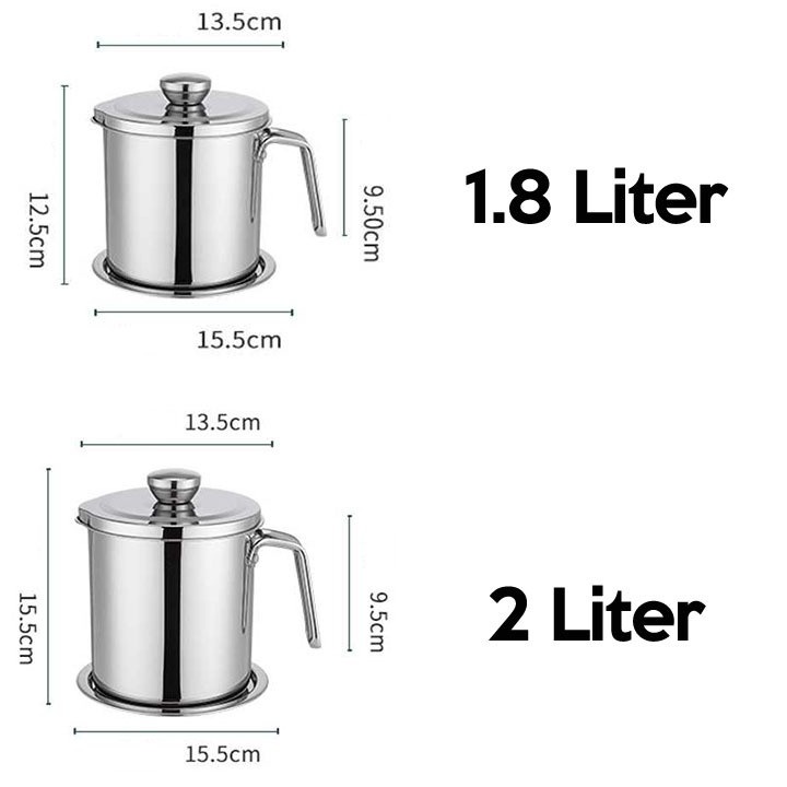 Panci Saringan Minyak Oil Strainer Pot Stainless Steel 1800-2000ml