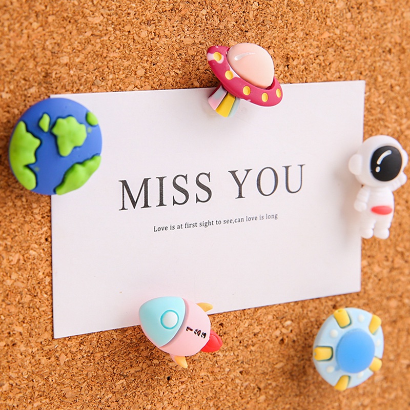 5 Pcs Cartoon Space Series Pushpins Creative Cute Small Thumbtacks