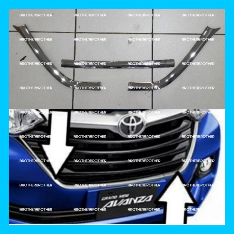 List Grill Toyota Grand Avanza 2015 2017 2018 Chrome 3 pcs